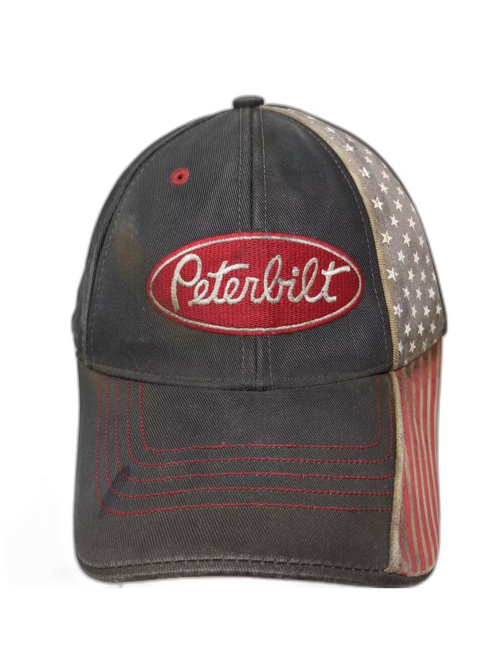 Peterbilt Baseball Cap Black One Size American Flag Stars Stripes Hat Adjustable